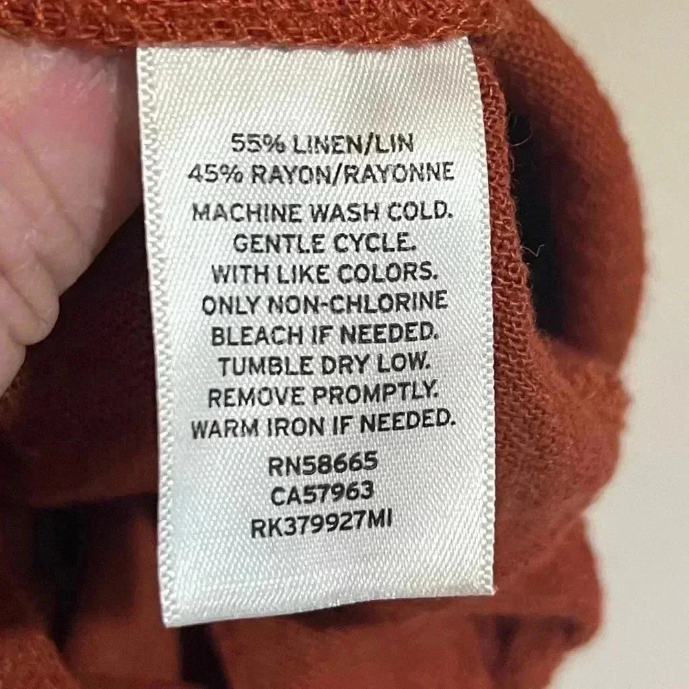 ABOUND Burnt Orange linen sleeveless shorts romper -tie in back - Size Small - Picture 7 of 7